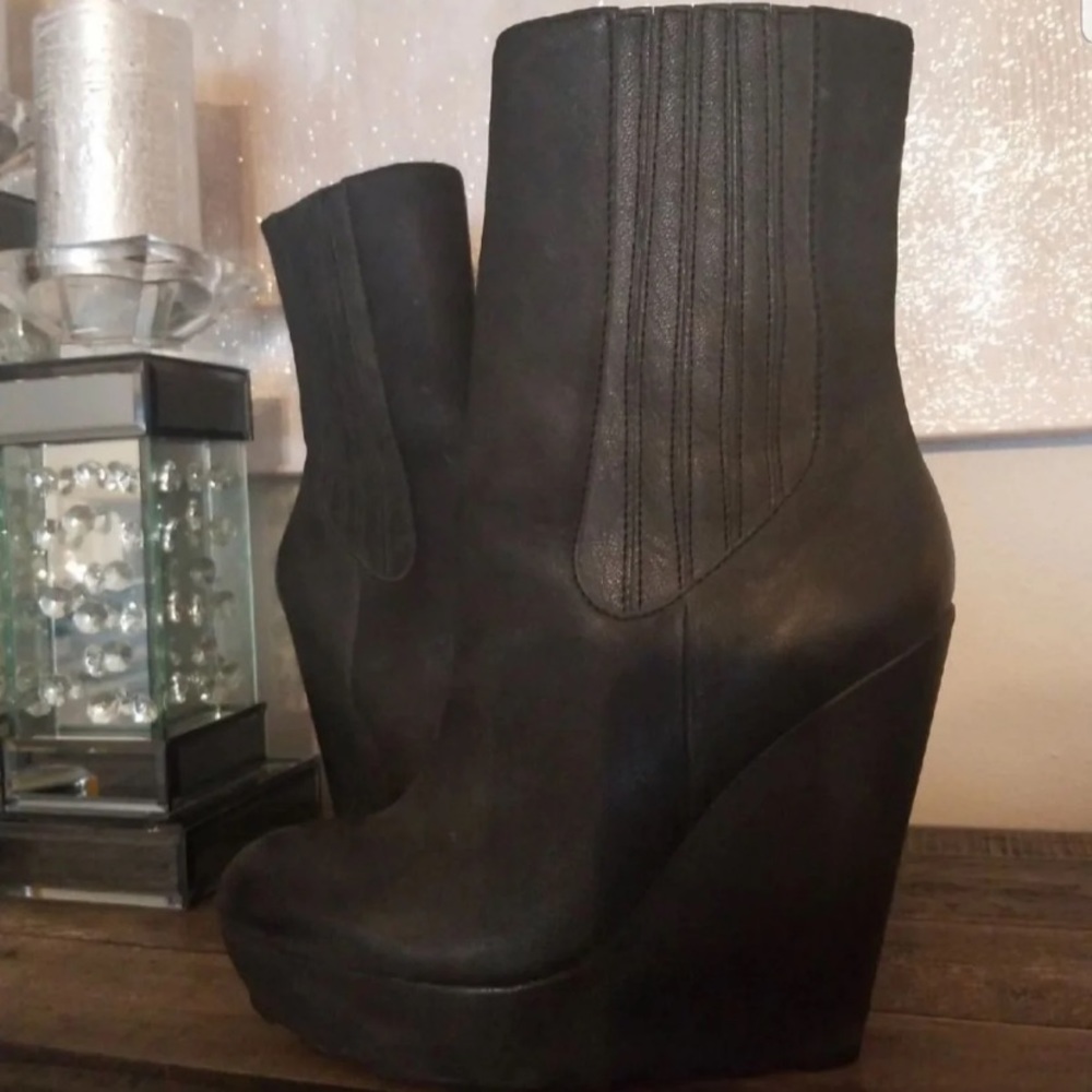 ASH Fatale leather wedge ankle boots